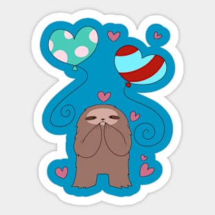 Sloth Loves Balloons Sticker